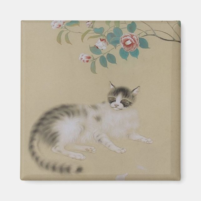 Vintages japanisches Cat Painted Magnet (Vorne)