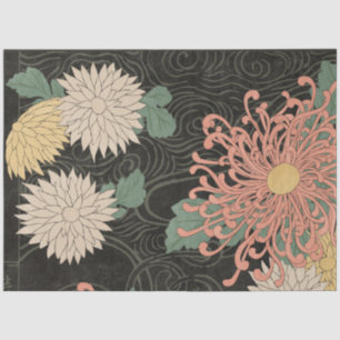 Vintages Japanisches Chrysanthemum Floral 1 Decoup Seidenpapier