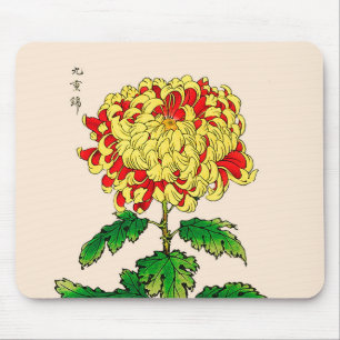 Vintages japanisches Chrysanthemum. Senfgelb Mousepad