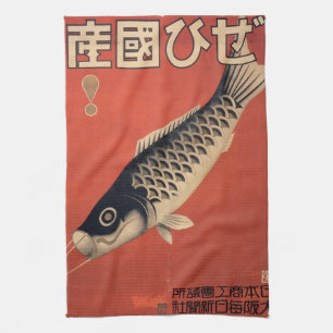Vintages japanisches Fischküchentuch Handtuch