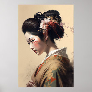 Vintages japanisches Geisha Art Print Poster