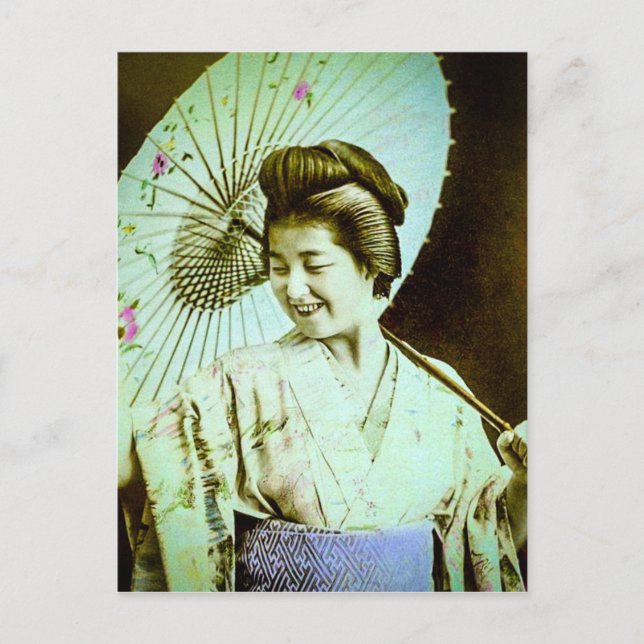 Vintages japanisches Geisha Posing Lieblings-Paras Postkarte (Vorderseite)