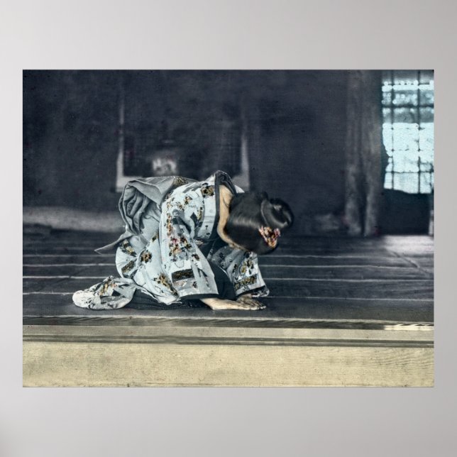 Vintages japanisches Girl Bowing Dogeza Poster (Vorne)