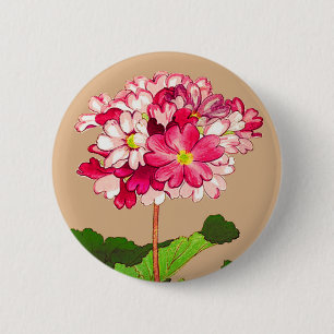 Vintages japanisches Hydrangea. Rosa und Grün Button