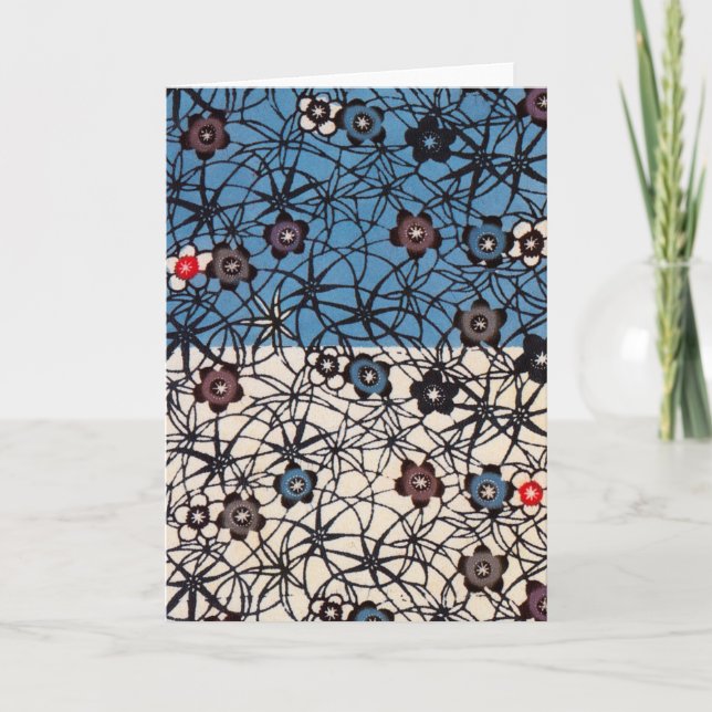 Vintages japanisches Kimono-Gewebe (Bingata) Karte (Vorderseite)