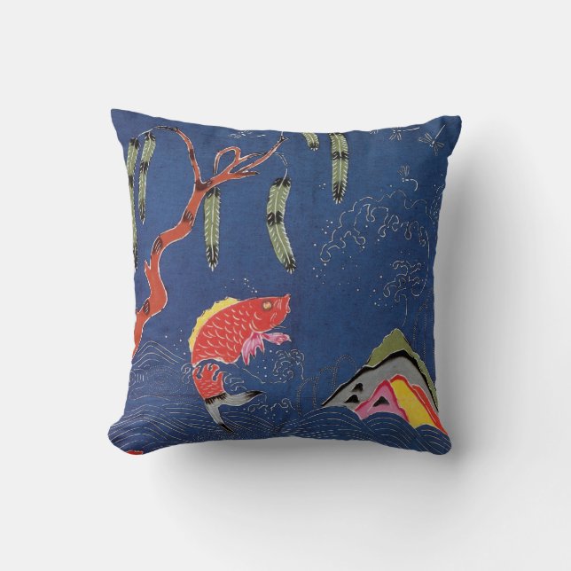 Vintages japanisches Kimono-Gewebe (Bingata) Kissen (Vorderseite)