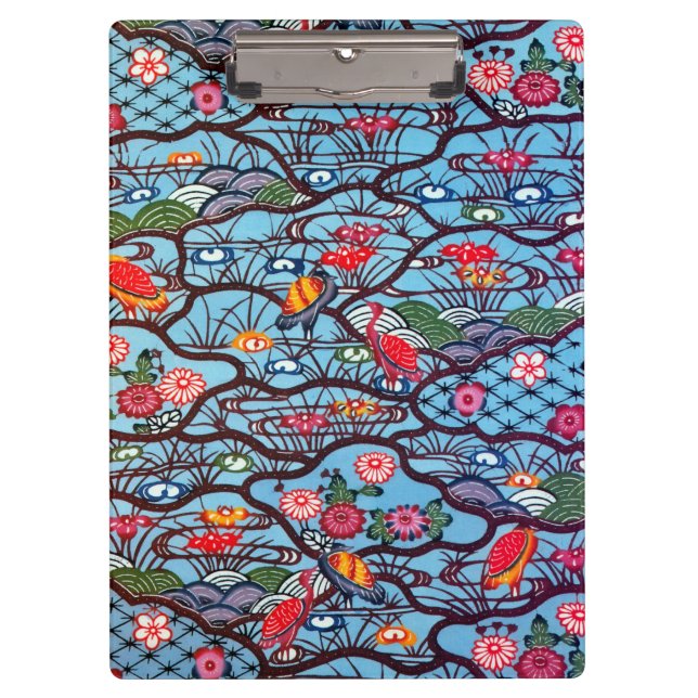 Vintages japanisches Kimono-Gewebe (Bingata) Klemmbrett (Vorderseite)