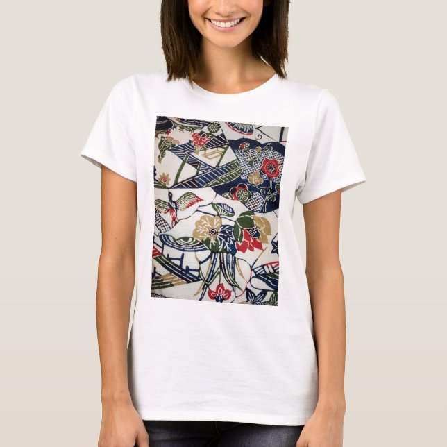 Vintages japanisches Kimono-Gewebe (Bingata) T-Shirt (Vorderseite)