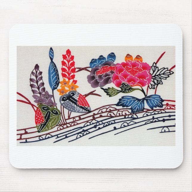 Vintages japanisches KIMONO-Muster Mousepad (Vorne)