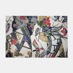 Vintages japanisches Kimono Textile (Bingata) Fußmatte