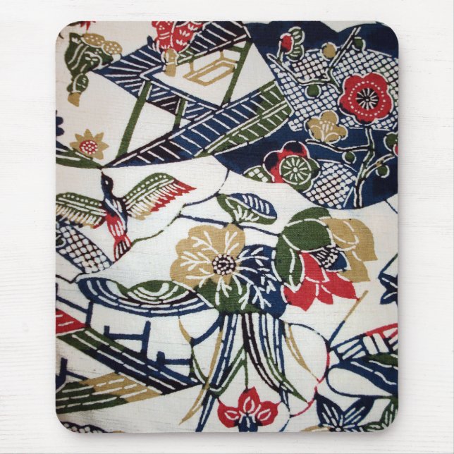 Vintages japanisches Kimono Textile (Bingata) Mousepad (Vorne)