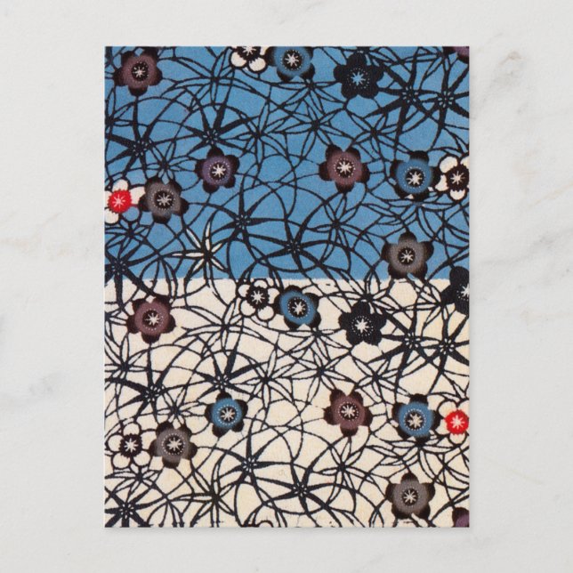 Vintages japanisches Kimono Textile (Bingata) Postkarte (Vorderseite)