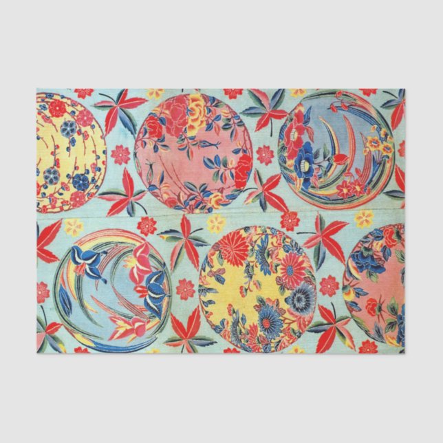 Vintages japanisches Kimono Textile (Bingata) Seidenpapier (Vorderseite)