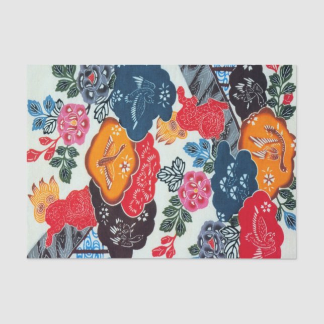 Vintages japanisches Kimono Textile (Bingata) Seidenpapier (Vorderseite)