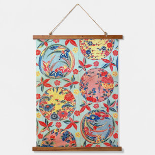 Vintages japanisches Kimono Textile (Bingata) Wandteppich Mit Holzrahmen