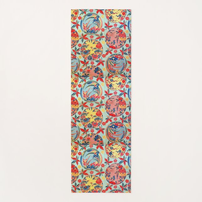 Vintages japanisches Kimono Textile (Bingata) Yogamatte (Vorderseite)