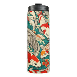 Vintages japanisches Koi-Fish-Mustergemälde Thermosbecher