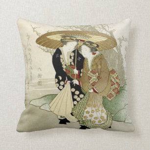 Vintages japanisches Kunstthrow-Kissen Kissen