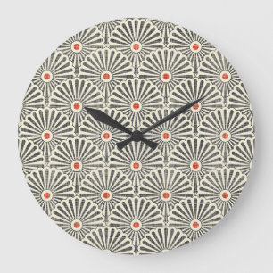 Vintages japanisches Muster, nahtlose Textur. Große Wanduhr
