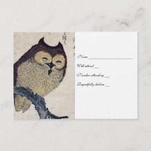Vintages japanisches Owl-uAwg mit Umschlägen RSVP Karte