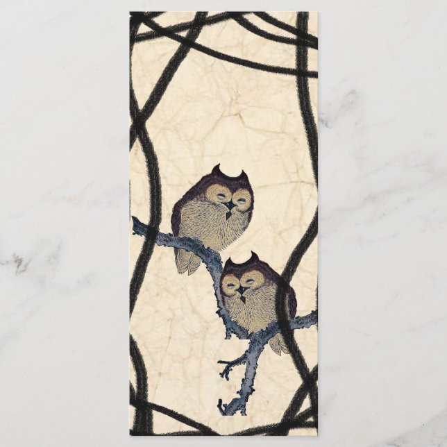 Vintages japanisches Owls-Hochzeitsprogramm Programm (Vorderseite)