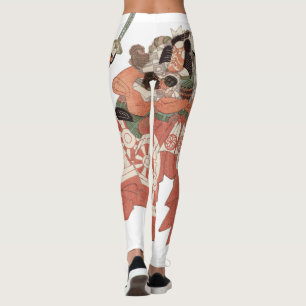 Vintages japanisches Portrait - Krieger mit Schwer Leggings