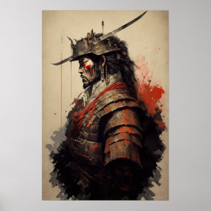 Vintages japanisches Samurai Warrior Art Print Pos Poster