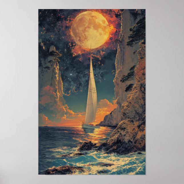 Vintages japanisches Segelbootposter Poster (Vorne)