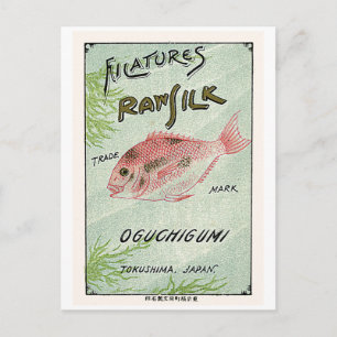 Vintages japanisches Seidenlabel Postkarte