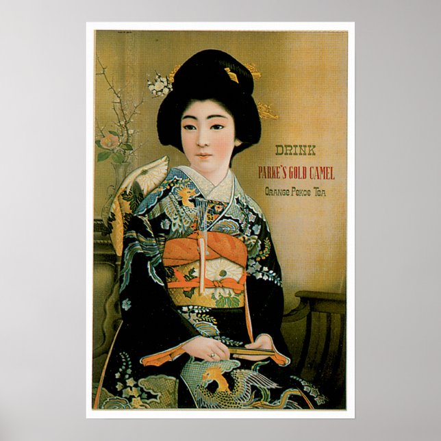 Vintages japanisches Tee Drink und Kunst Poster (Vorne)