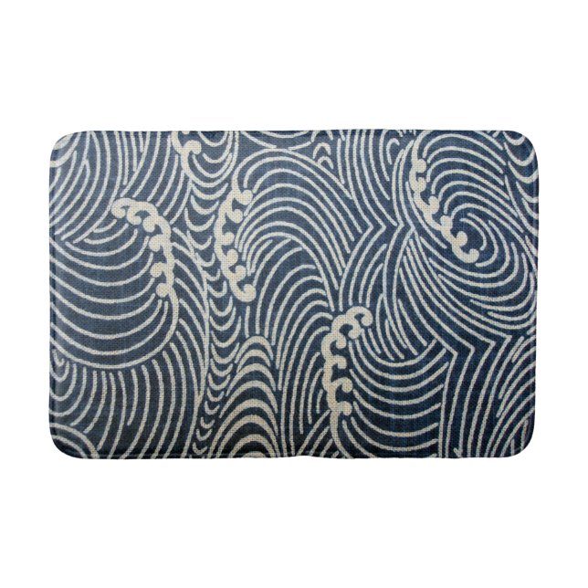 Vintages japanisches Textil, Wellenmuster Badematte (Vorderseite)