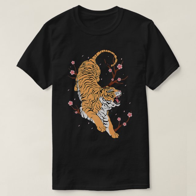 Vintages japanisches Tiger Traditionelles asiatisc T-Shirt (Design vorne)