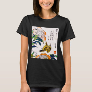 Vintages japanisches zeichn, Peonies und Sparrow T-Shirt