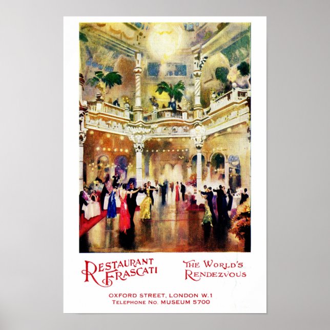 Vintages Jazzjahrinserat Restaurant Frascati Poster (Vorne)