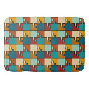 Vintages Jigsaw Puzzle Pieces Muster Badematte