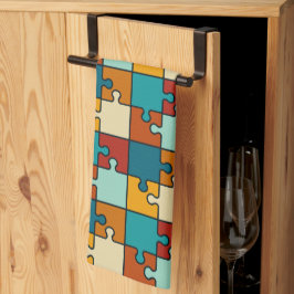Vintages Jigsaw Puzzle Pieces Muster Geschirrtuch