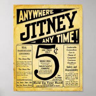 Vintages Jitney-Bus-Transport-Zeichen Poster