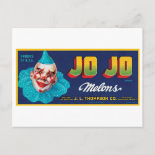Vintages JO Melons Crate Label Postkarte