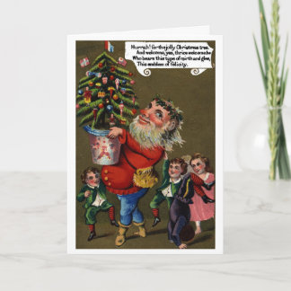 Vintages Jolly St Nick mit Christbaum Feiertagskarte