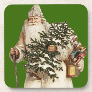 Vintages Jolly St Nick Set Cork Untersetzer