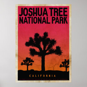 Vintages Joshua Tree Sunset Travel Poster