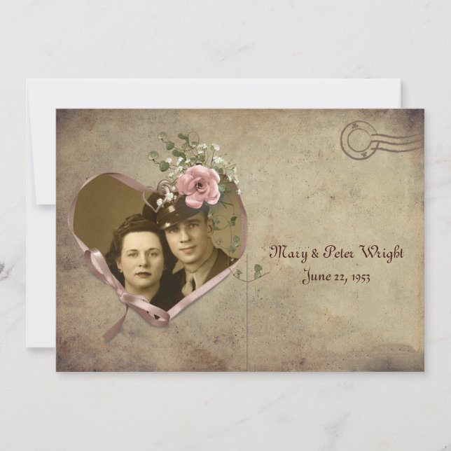 Vintages Jubiläum Postcard Open House Einladung (Vorderseite)