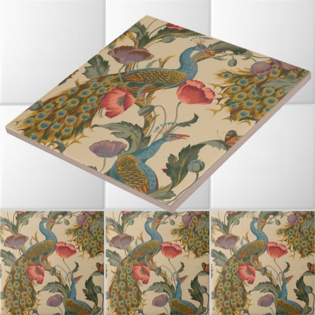 Vintages Jugendstil 1890 Das Pfauenmuster Fliese (Von Creator hochgeladen)