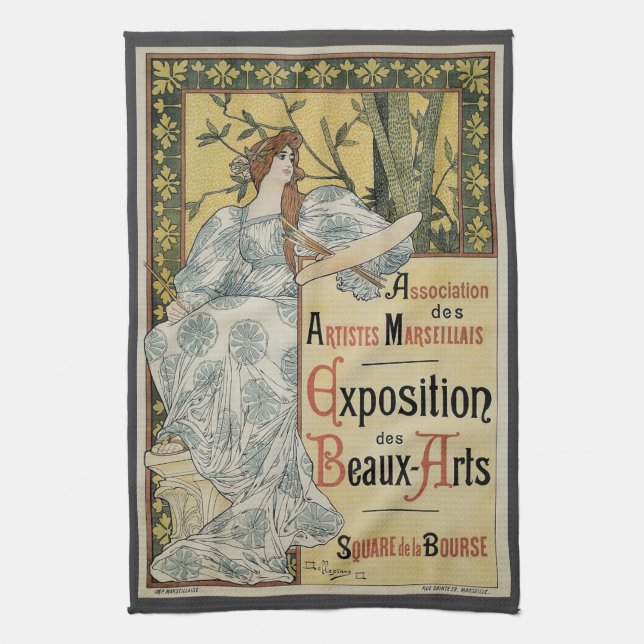 Vintages Jugendstil, Ausstellung des Beaux Arts Geschirrtuch (Vertikal)