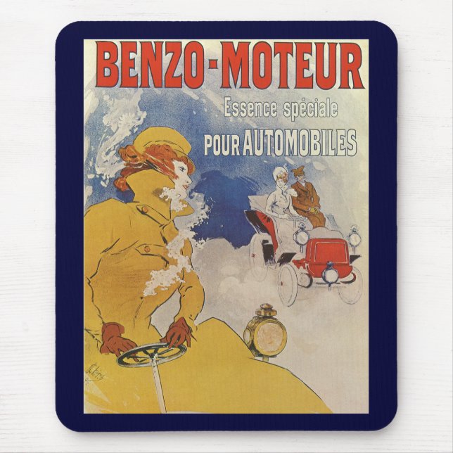 Vintages Jugendstil, Benzo Moteur von Jules Cheret Mousepad (Vorne)