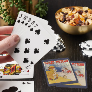 Vintages Jugendstil, Benzo Moteur von Jules Cheret Spielkarten