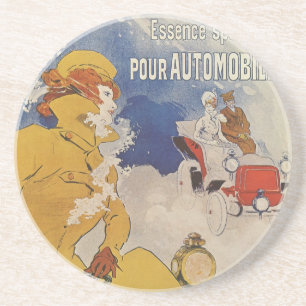 Vintages Jugendstil, Benzo Moteur von Jules Cheret Untersetzer