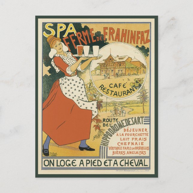 Vintages Jugendstil, Bier Bar Restaurant und Café Postkarte (Vorderseite)