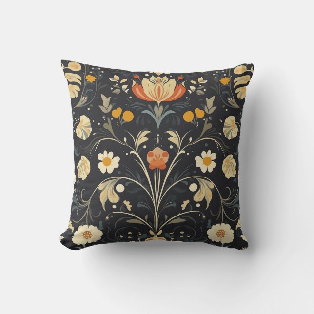 Vintages Jugendstil-Blume-Design Kissen (Vorderseite)