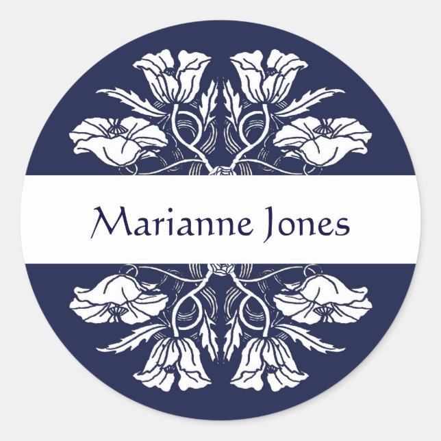 Vintages Jugendstil-Blumenlabel Runder Aufkleber (Vorderseite)